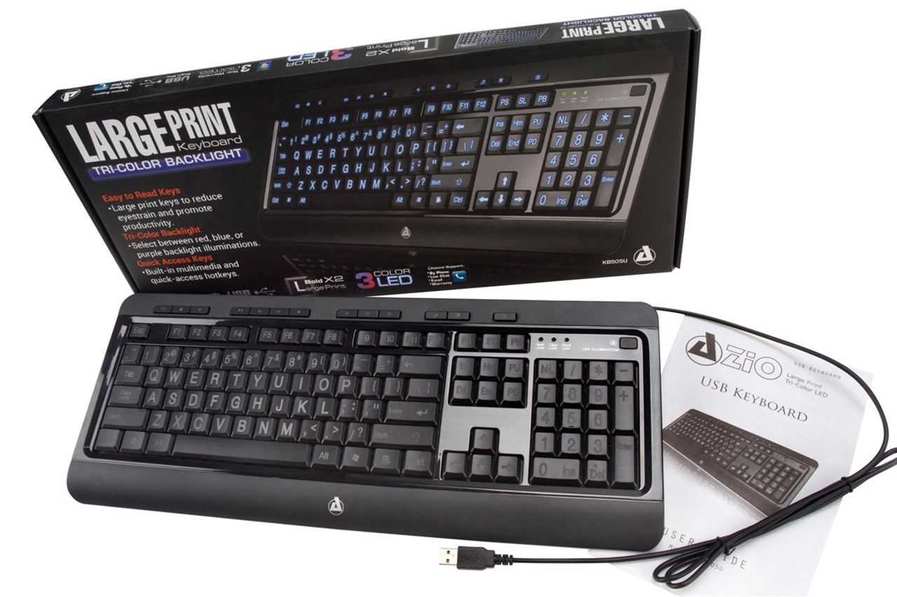 AZIO - KB505U Wired Full-size Wired Membrane with Back Lighting Keyboard - Black
