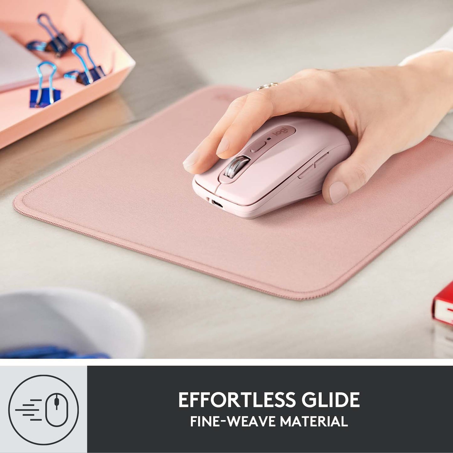 Logitech - Mouse Pad Studio Series with Spill-Resistant Surface (Medium) - Darker Rose