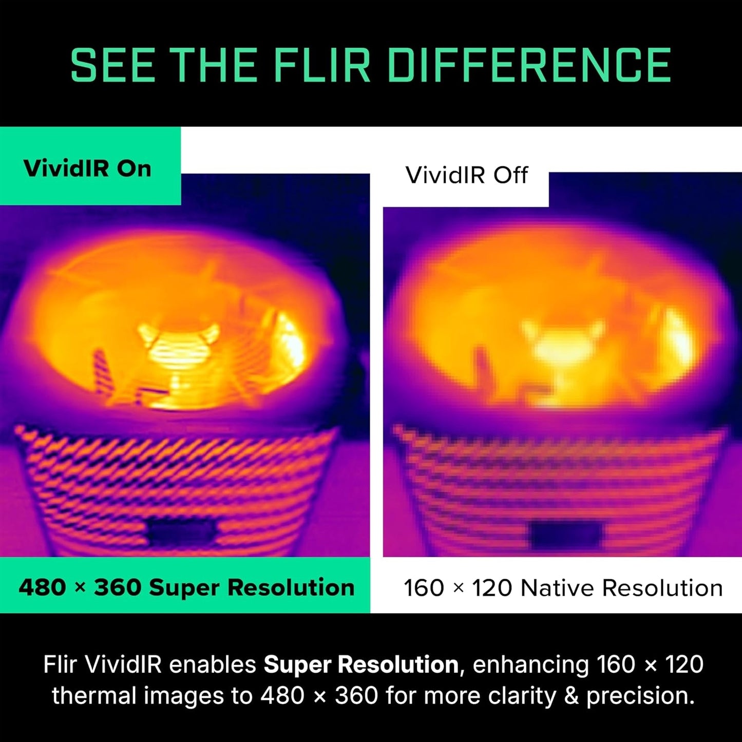 Flir One Pro - Thermal Imaging Camera for iOS Smartphones (iPhone 14 and Older w/Lightning Port), 480x360 Super Resolution