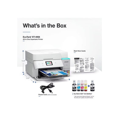 Epson EcoTank ET-4958 Wireless All-in-One Color Supertank Printer White C11CL40203