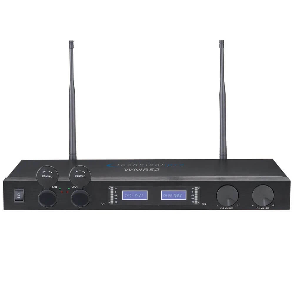 Technical Pro WMR52 Professional UHF Dual Rechargeable Wireless Microphone System
