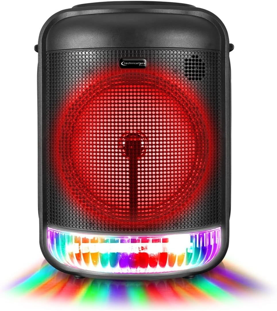 Technical Pro LIT8 Portable 8" Bluetooth LED Party Speakers w/Wireless Link Pair