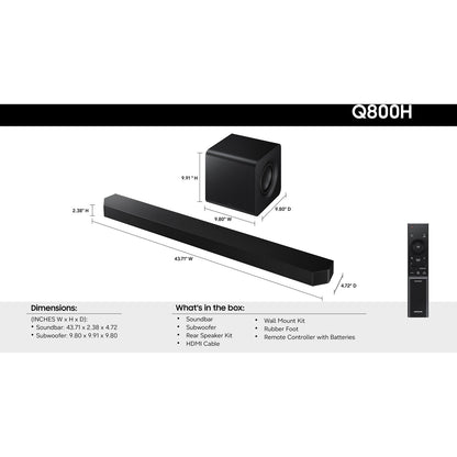 Samsung Q800H 5.1.2-Channel Dolby Atmos Soundbar System HW-Q800H/ZA