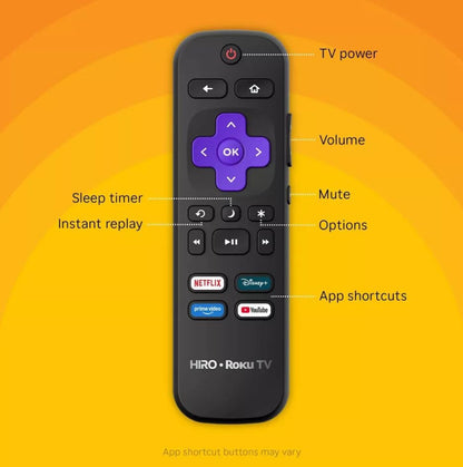 Hiro Roku TV 24" 720p HD Smart TV Flat Screen LED Television with Roku TV and Dolby Audio for Streaming H24C2D4