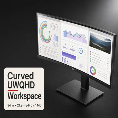 LG - 34" 21:9 1440p 60Hz UltraWide Curved Monitor - Black 34BQ77QE-B