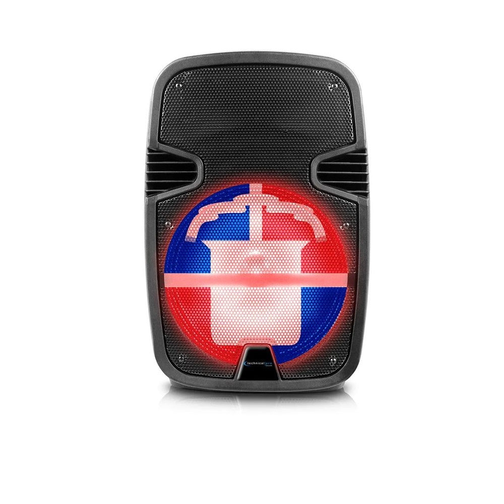 Technical Pro FLAG12MX 12-Inch Rechargeable Bluetooth Party Speaker with Mexican Flag Design