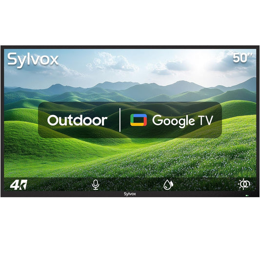 Sylvox 50" Patio Class Series 4K UHD Google System Partial Sun IP55 Waterproof Smart Outdoor TV (2025) OT50B1KHGB