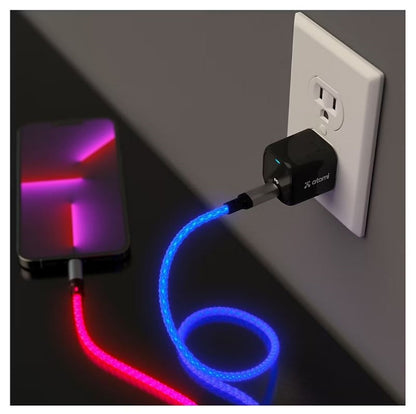 Atomi 4' USB-C to USB-C LED Light Up Cable with PD Charger AT2459