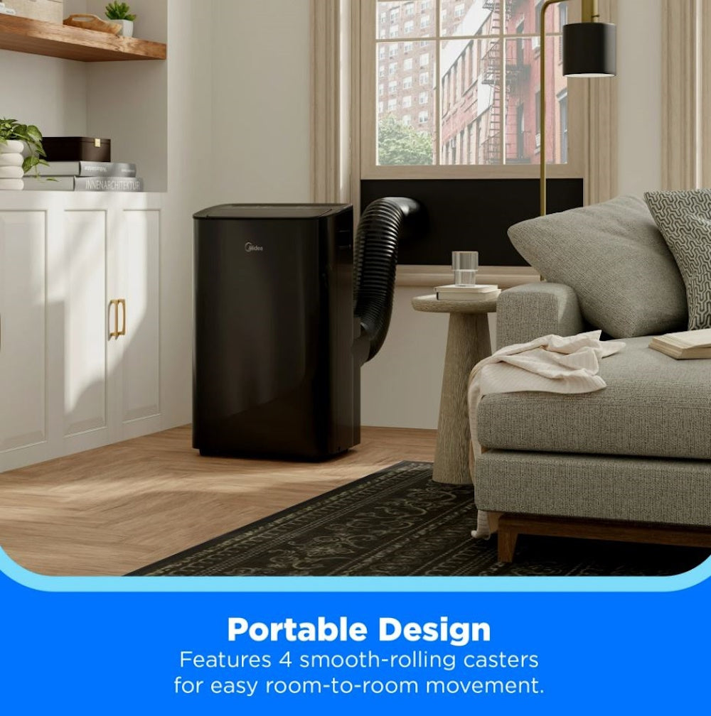 Midea 10,000 BTU DOE Smart Portable Air Conditioner, for spaces up to 450 sq. ft., 3-in-1 Comfort: Cools, ventilates, & Dehumidifies - MAP10S1XWBL-T