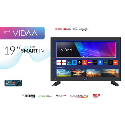Supersonic SC-1920VTV VIDAA 18.5" HD Smart LED TV with 12V Car Adapter