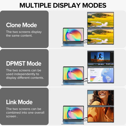 UPERFECT Dual Monitor 18.5" 1080p 100Hz 3ms Stacked Triple Monitor Folding Travel Monitor w/VESA M185F11