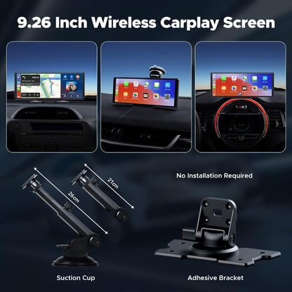 LAMTTO 9.26" Carplay Screen for Car with 2.5K Dash Cam, 1080P Backup Camera