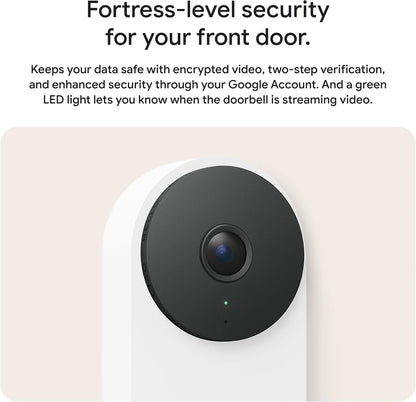 Google - Nest Doorbell (wired, 3rd gen) - Latest Model - 2K Video and Gemini - Snow GA09967-US