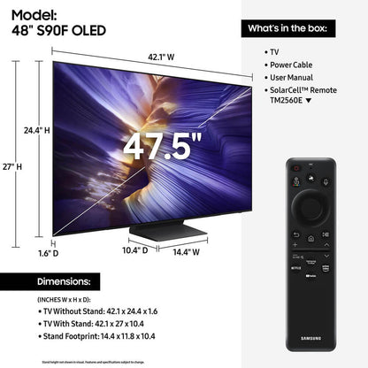 Samsung OLED S90F 48-Inch 4K Vision AI Smart TV in Graphite Black QN48S90FAEXZA