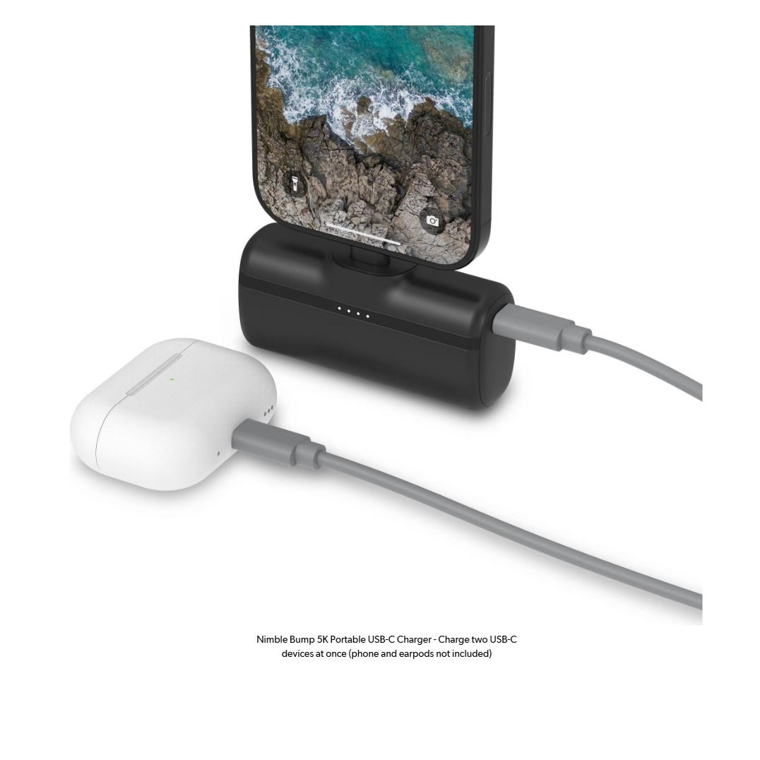Nimble Bump 5000 mAh USB-C Power Bank with Foldable USB-C Connector - Black NB-BPC-5K1C