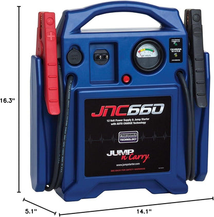 Clore Automotive Jump-N-Carry JNC660 1700 Peak Amp 12 Volt Jump Starter, Blue