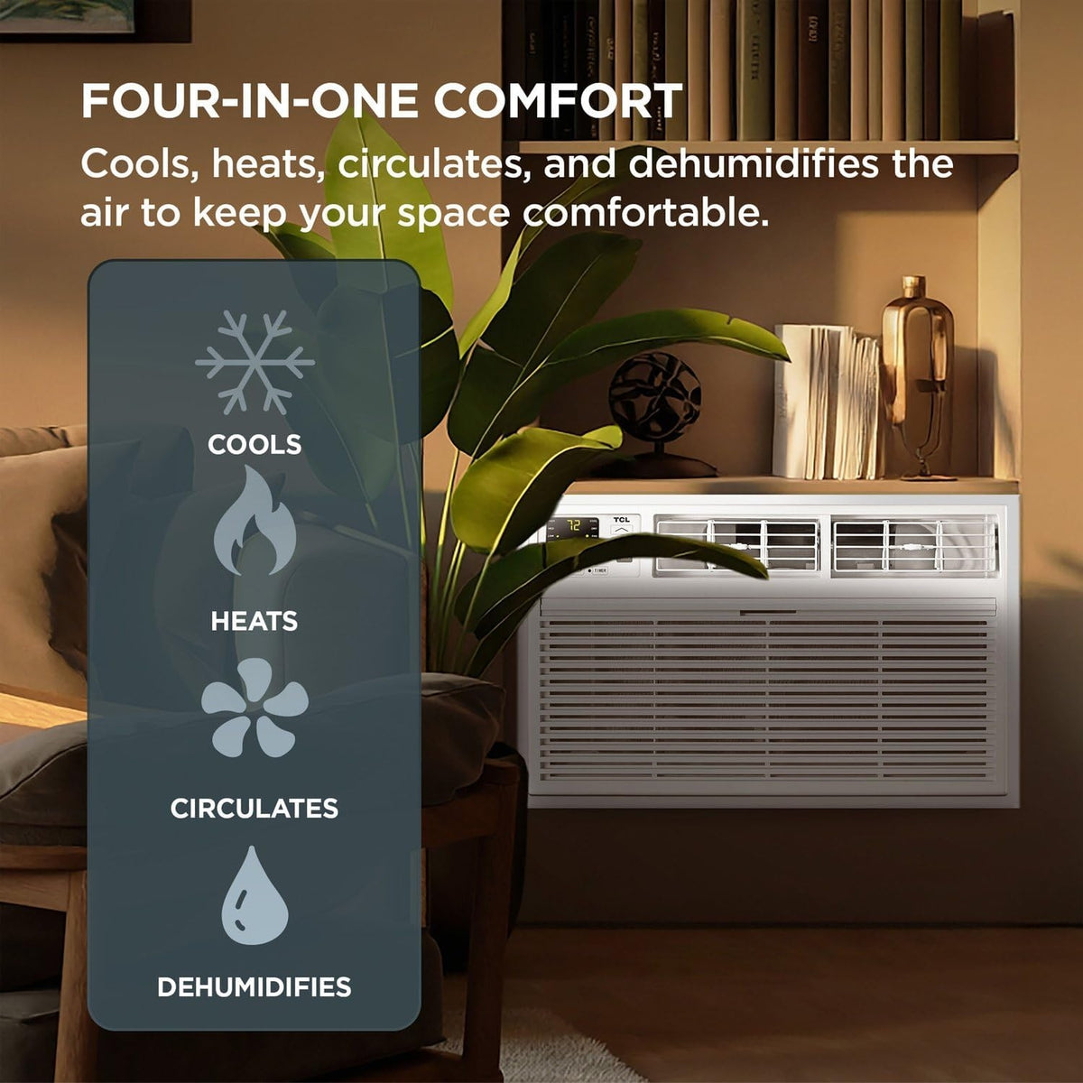TCL 14,000 BTU (DOE) 230V Through-the-Wall Air Conditioner Cools 700 sq. ft., Remote and Wi-Fi H14T9XH