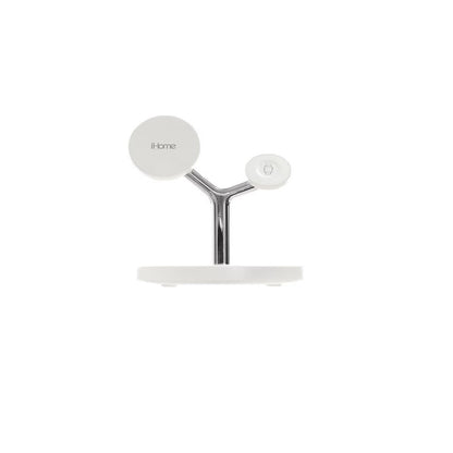 iHome 4-in-1 15W Magnetic Wireless Charging Stand - White - Fast charging for all of your Apple devices 2IHQI1009WHTCB