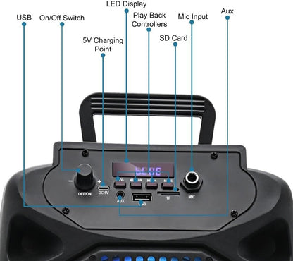 Technical Pro SPARK28 Rechargeable LED Bluetooth Speaker with TWS