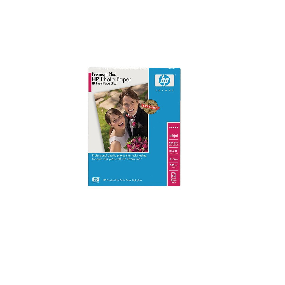 HP Premium Plus High-Gloss Photo Paper - 8.5x11" - 50 Sheets