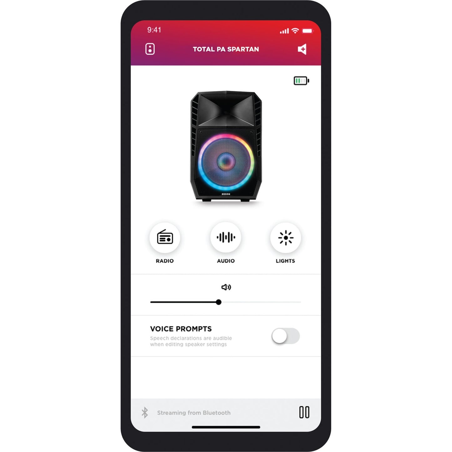 ION Audio Total PA Spartan High-Power Bluetooth PA System with Lights, Stand, and Microphone IPA123A Black