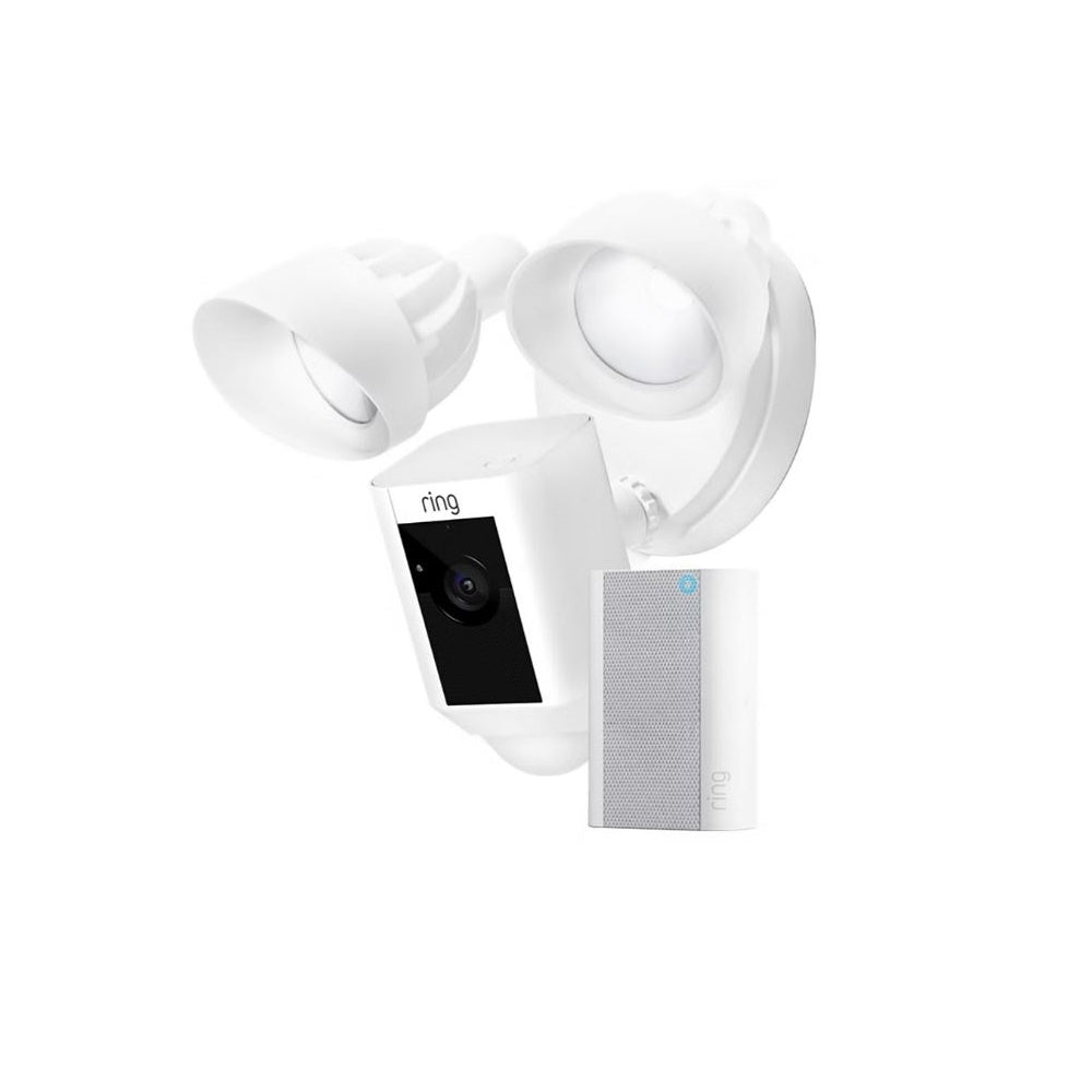 Ring Floodlight Cam Plus Outdoor Wired 1080p Surveillance Camera - White