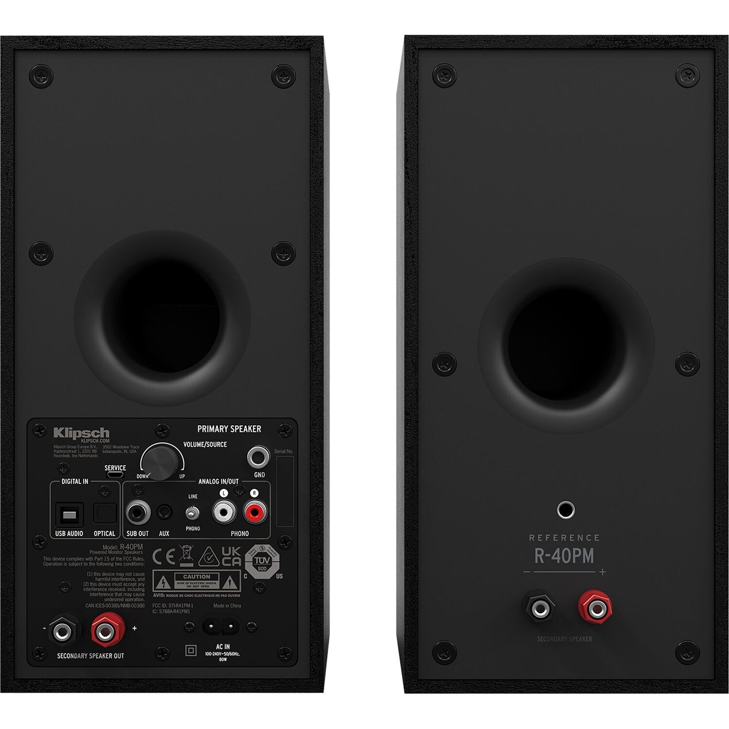 Klipsch Reference R-40PM 2-Way Active Wireless Bookshelf Speakers Black, Pair