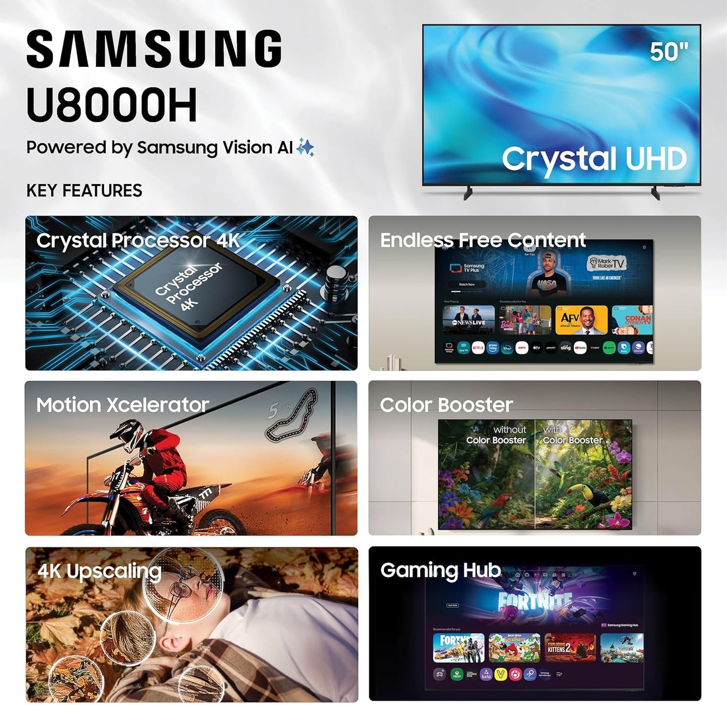 Samsung - 50” Class U8000H Series Crystal UHD 4K Smart Tizen TV (2026) UN50U8000HFXZA