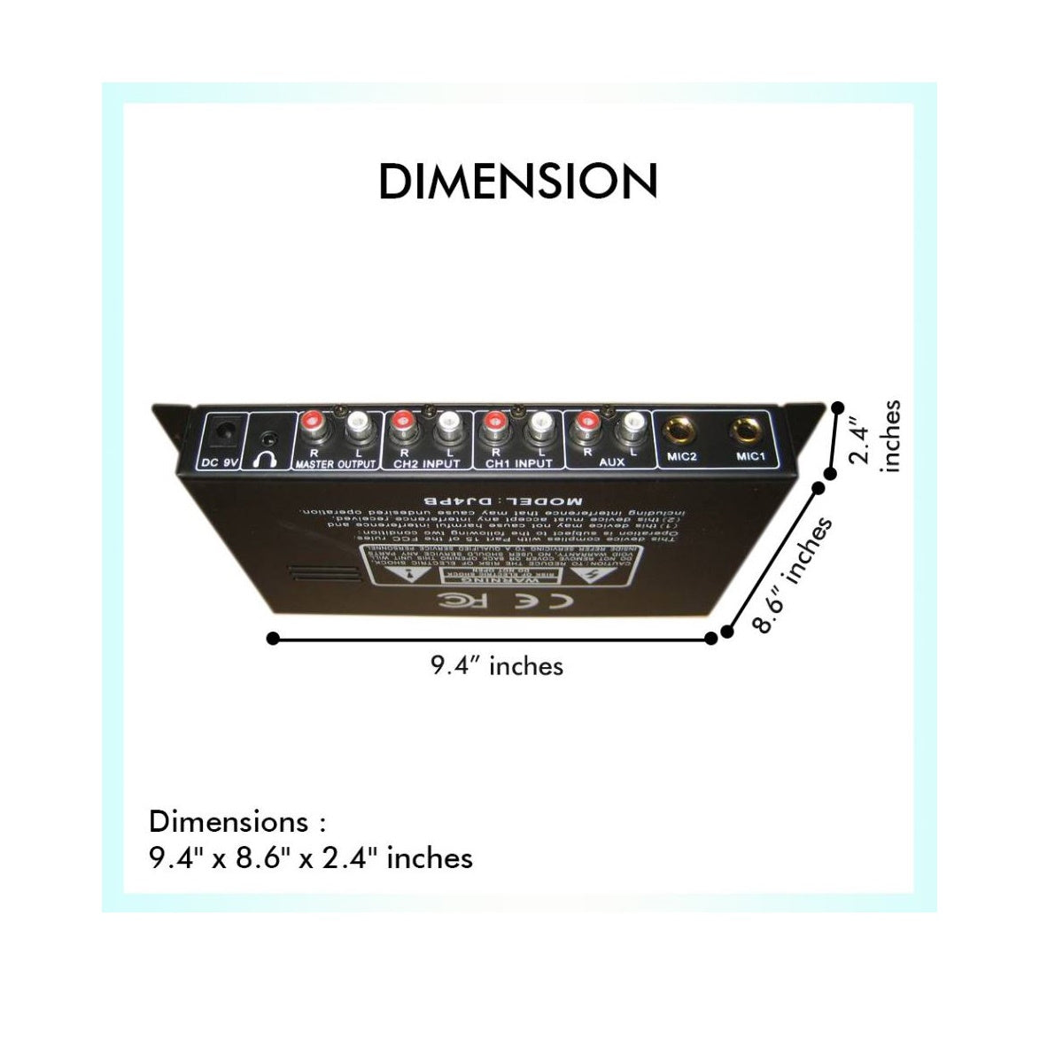 Technical Pro Professional 2 Channel USB Bluetooth DJ Mixer Controller with Inputs AUX, 2 USB, Microphone DJ4PB