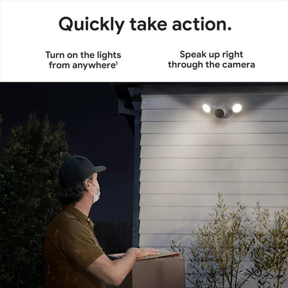 Google Nest Cam with Floodlight - Outdoor Camera - Floodlight Security Camera, White GA02411-US
