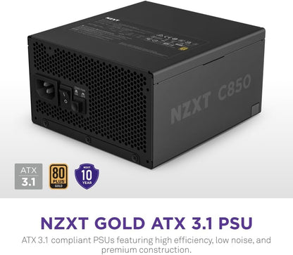 NZXT C850 850 Watt 80 Plus Gold ATX Fully Modular Power Supply (Black) - ATX 3.1 Compatible PA-8G2BB-US