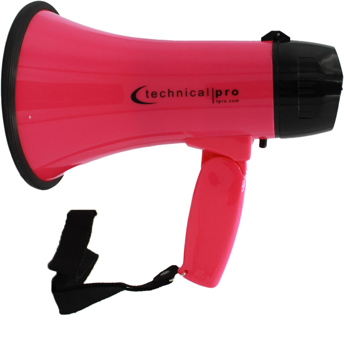 Technical Pro Lightweight Portable Pink and Black Megaphone Bullhorn 300M Range with Strap
