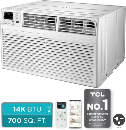 TCL 14,000 BTU (DOE) 230V Through-the-Wall Air Conditioner Cools 700 sq. ft., Remote and Wi-Fi H14T9XH