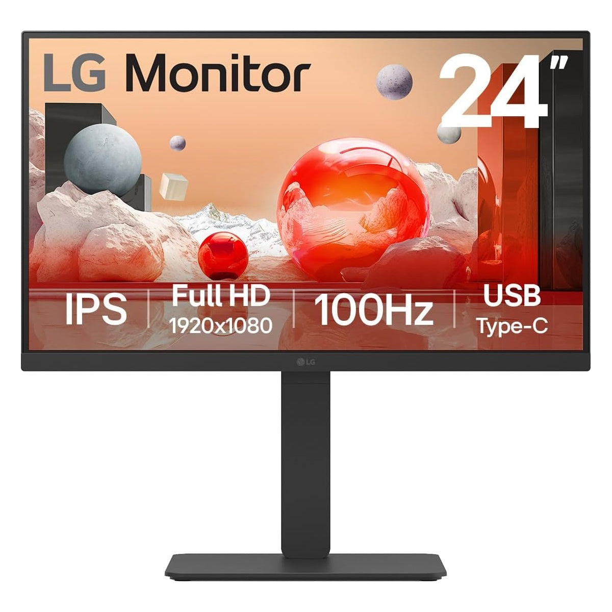 LG - 24BA650-B 24" Class Full HD LCD Monitor 1920 x 1080,100 Hz, 5ms HDMI | DP | USB-C