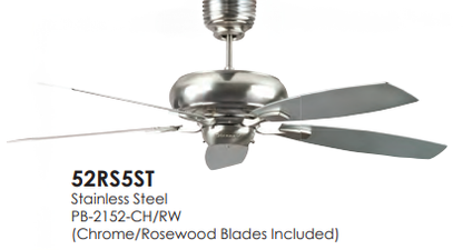 Concord Fans Roosevelt 52" Ceiling Fan Stainless Steel 52RS5ST