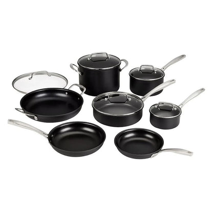 Cuisinart Hard Anodized Nonstick Cookware Set Prof. 12 Pc Pans Pots with Lids DSHA-12BJ