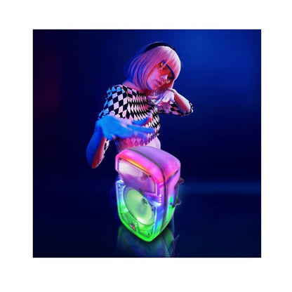 QFX 8" Translucent Portable Party Speaker With Rechargeable Battery and Wired Microphone TMS-802