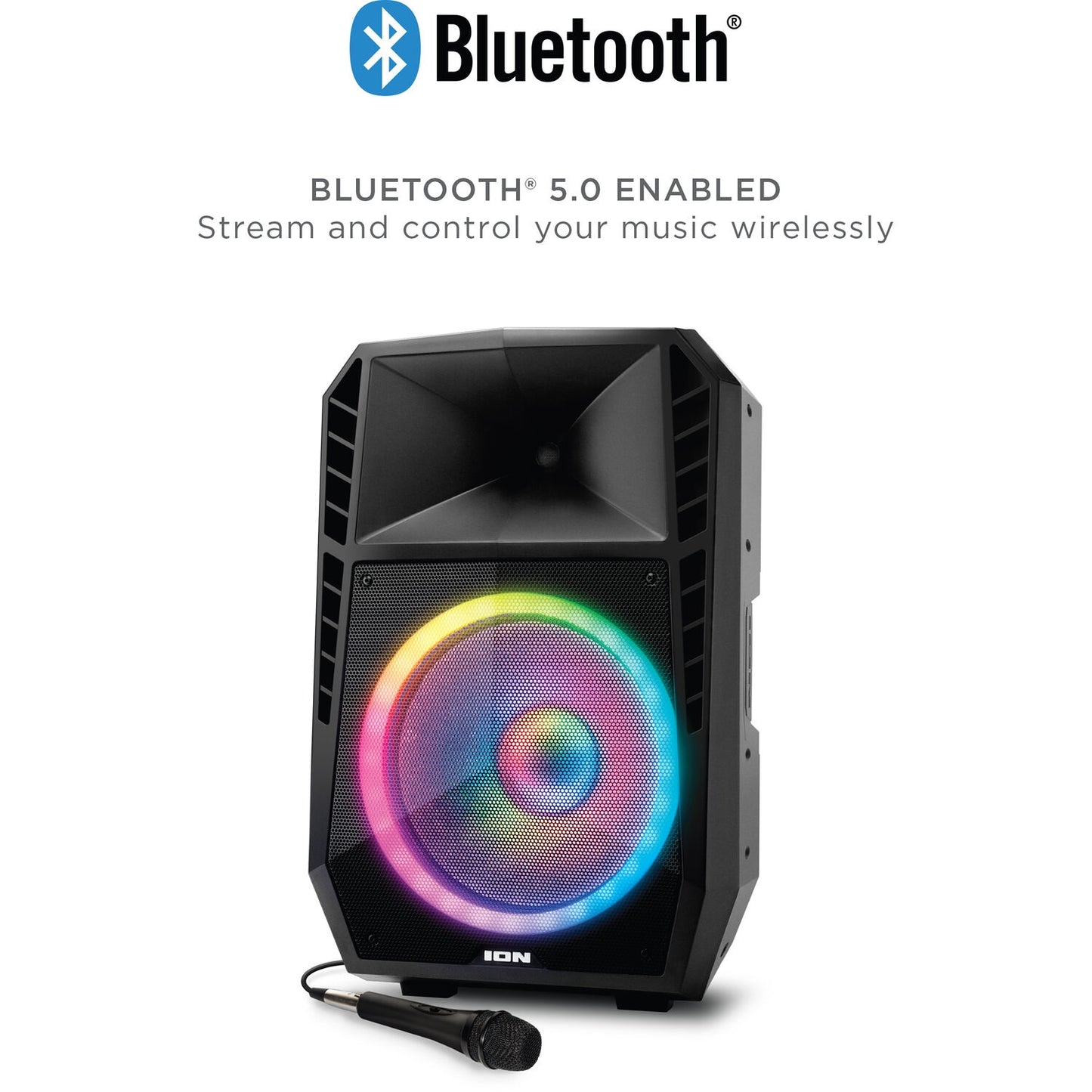 ION Audio Total PA Spartan High-Power Bluetooth PA System with Lights, Stand, and Microphone IPA123A Black