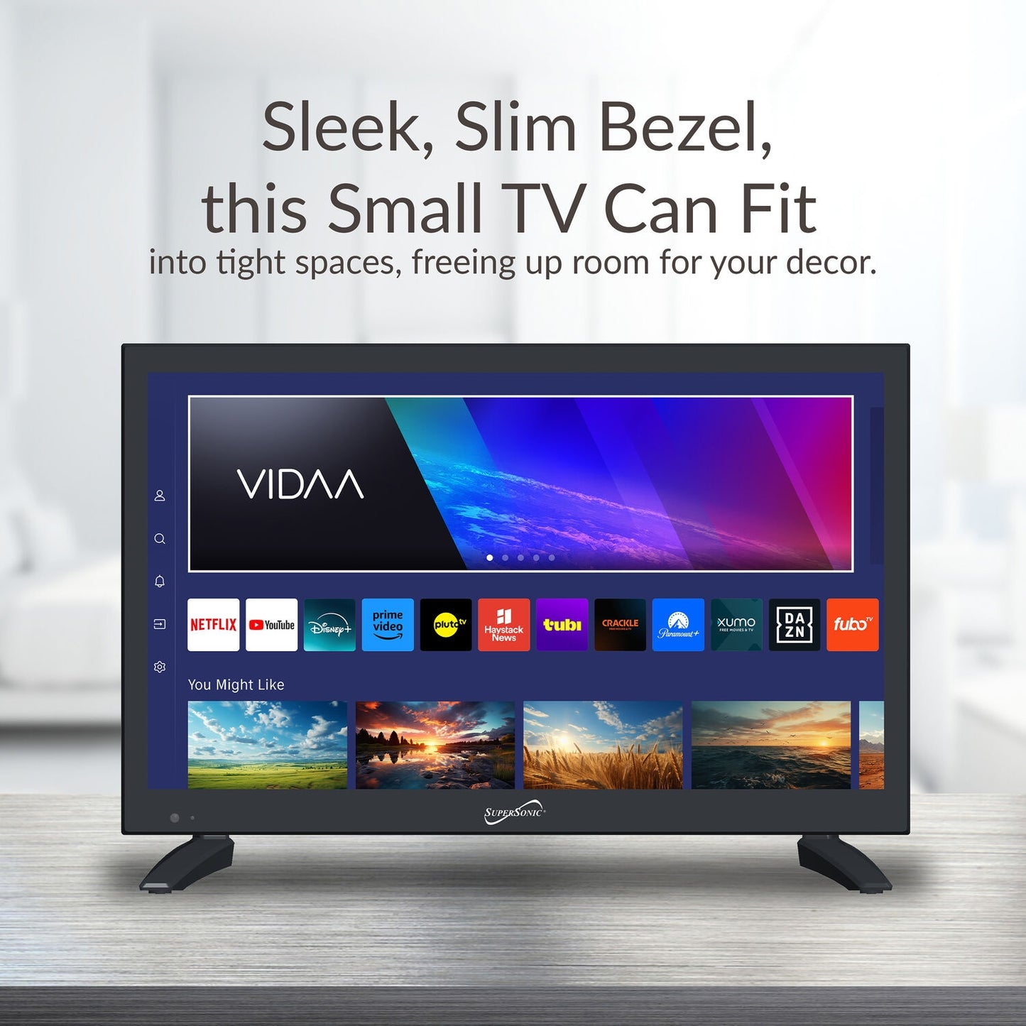 Supersonic SC-1920VTV VIDAA 18.5" HD Smart LED TV with 12V Car Adapter