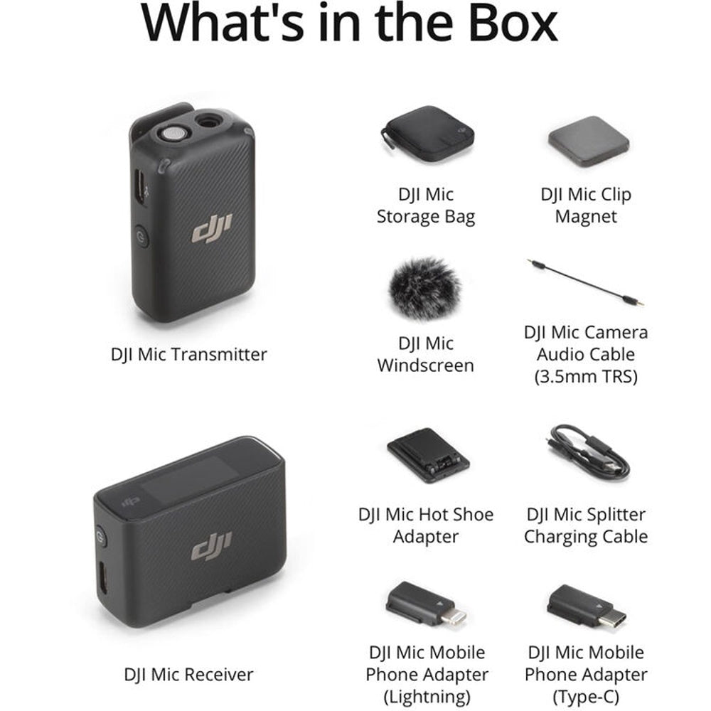 DJI Mic Compact Digital Wireless Microphone System/Recorder for Camera & Smartphone (2.4 GHz)