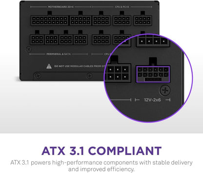NZXT C850 850 Watt 80 Plus Gold ATX Fully Modular Power Supply (Black) - ATX 3.1 Compatible PA-8G2BB-US