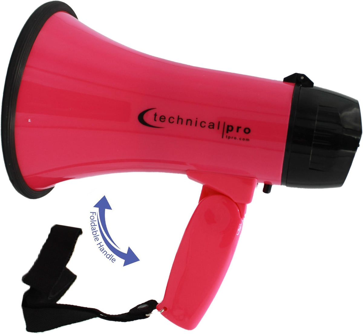 Technical Pro Lightweight Portable Pink and Black Megaphone Bullhorn 300M Range with Strap