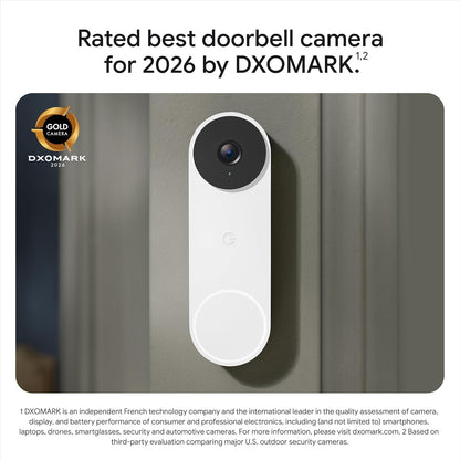 Google - Nest Doorbell (wired, 3rd gen) - Latest Model - 2K Video and Gemini - Snow GA09967-US