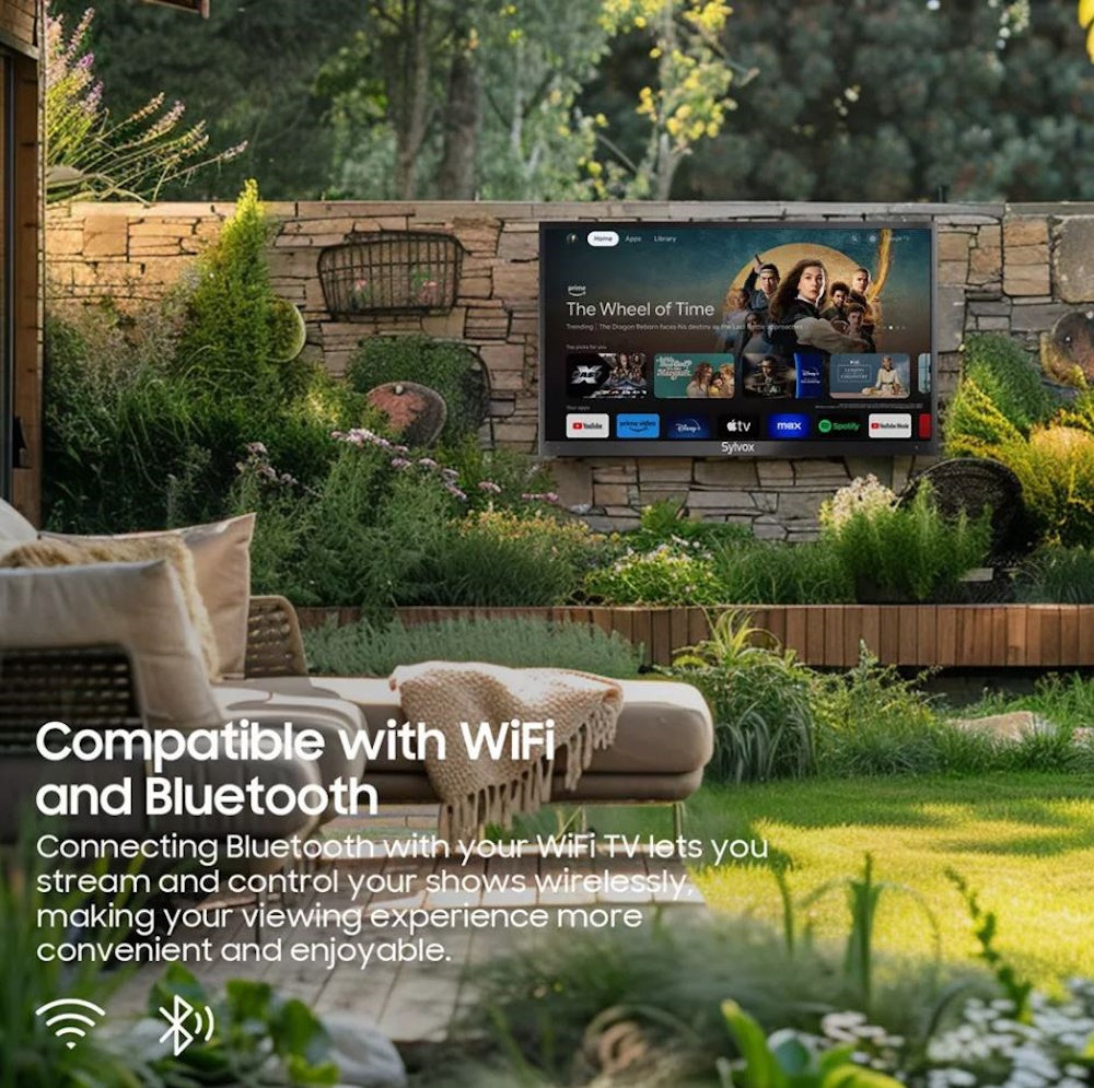 SYLVOX 43" Outdoor TV, 1000nits Google Smart TV Built-in Google Assistant, Chromecast, IP55 Waterproof Outside TV OT43A2KHGD