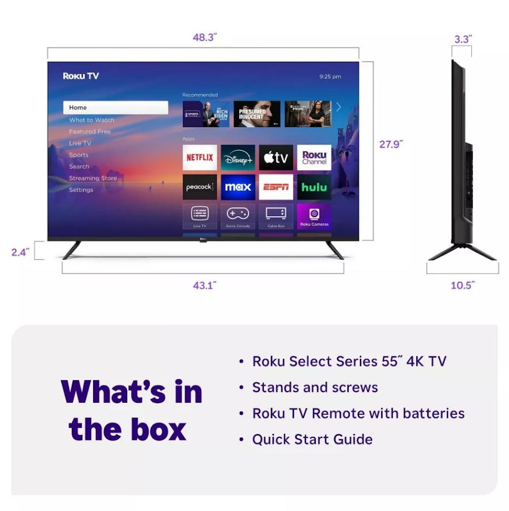 Roku 55" Select Series 4K HDR Smart Roku TV with Roku TV Remote 55R4C4