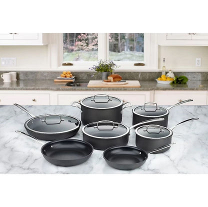 Cuisinart Hard Anodized Nonstick Cookware Set Prof. 12 Pc Pans Pots with Lids DSHA-12BJ