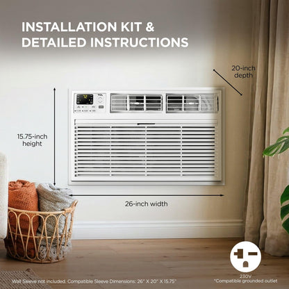 TCL 14,000 BTU (DOE) 230V Through-the-Wall Air Conditioner Cools 700 sq. ft., Remote and Wi-Fi H14T9XH