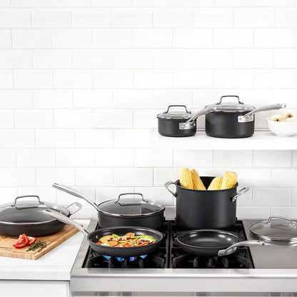 Cuisinart Hard Anodized Nonstick Cookware Set Prof. 12 Pc Pans Pots with Lids DSHA-12BJ