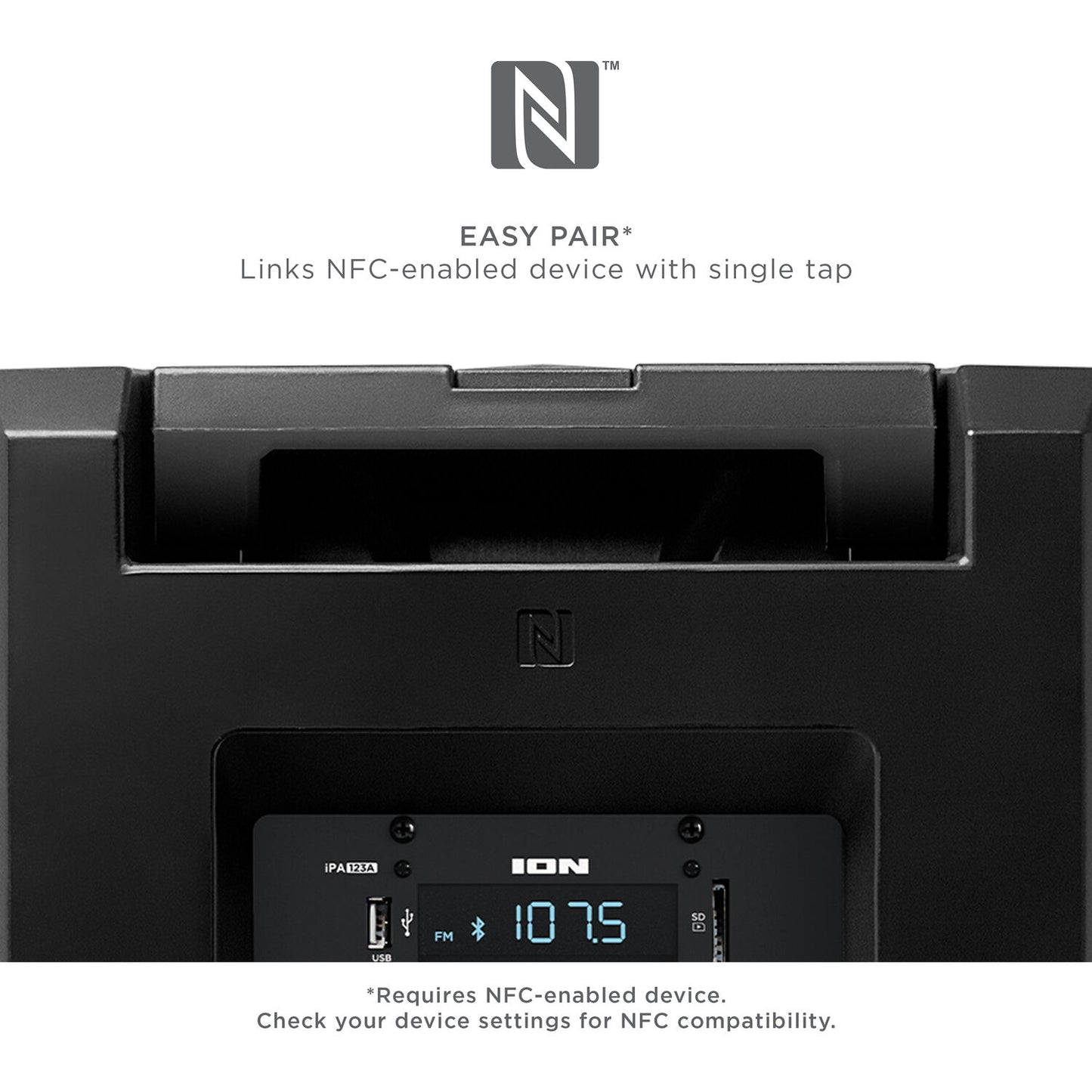 ION Audio Total PA Spartan High-Power Bluetooth PA System with Lights, Stand, and Microphone IPA123A Black