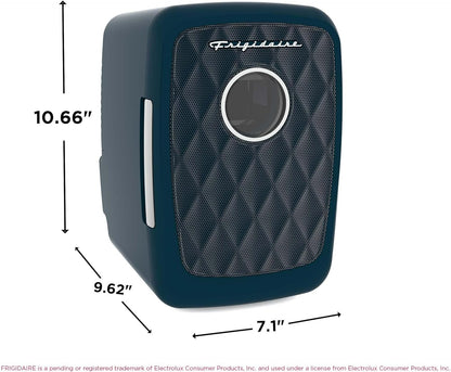 Frigidaire 9-Can/6L Retro Mini Refrigerator with Bluetooth Blue EFMIS176-AZURE, Includes 110V home power cord & 12V DC car adapter